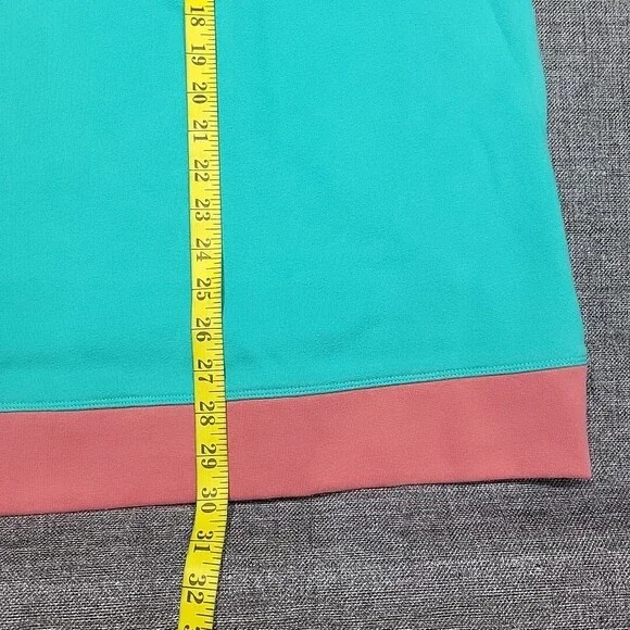 Lands End Womens Sweatshirt 1X Plus Sz Teal Colorblock Serious Sweats Pullover - Picture 3 of 10